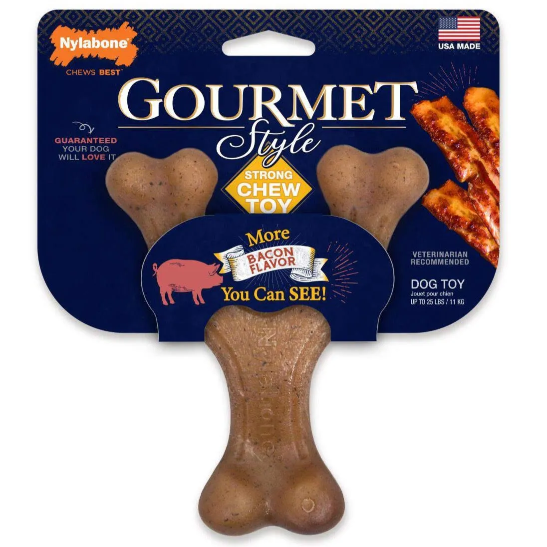 20% OFF: Nylabone Bacon Gourmet Style Strong Wishbone Dog Chew Toy