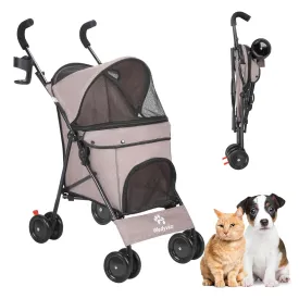 3 in 1 Pet Stroller for Small Dogs and Cats, Foldable Pet Stroller with Adjustable Handle, 6 Wheels, Breathable Mesh, Large Capacity, Easy to Carry, Green (Coffee B)