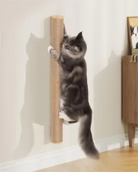 34" Cat Scratching Post, Wall Mounted Wood Cat Furniture for Indoor Cats, Tall and Sturdy Cat Climbing Pole for Large Cats