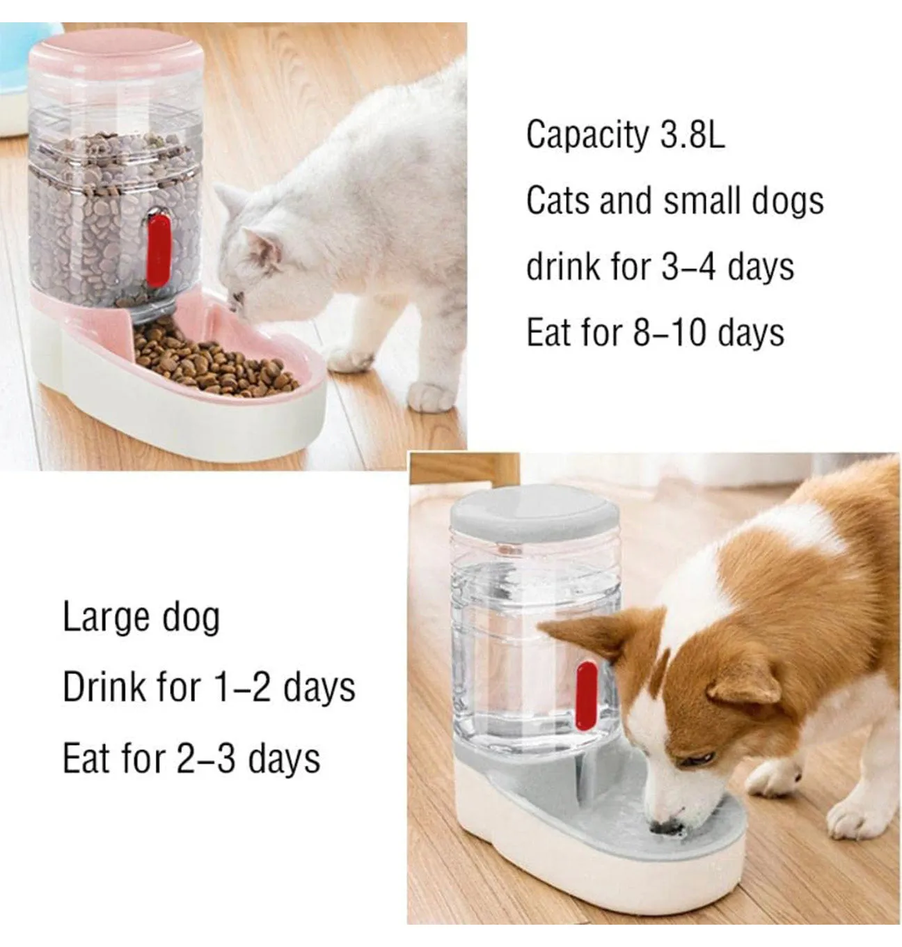 3.8L Pet Automatic Feeding Bowls Pet Food Feeder