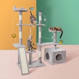 4-Level Medium Cat Tree with Sisal Posts and Velvet Cover - i.Pet