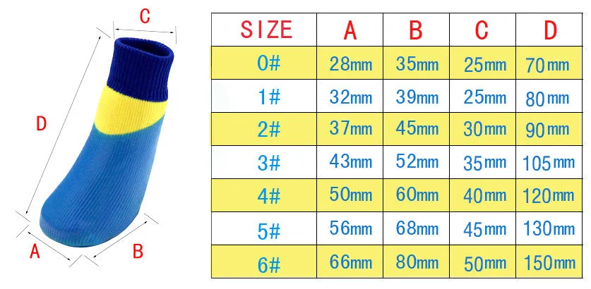 A99 WPS018 4 Pcs Pet Dog Socks Blue 6# Anti Slip Dog Socks - Outdoor Dog Boots Waterproof Dog Shoes Paw Protector Traction Control for Hardwood Floors