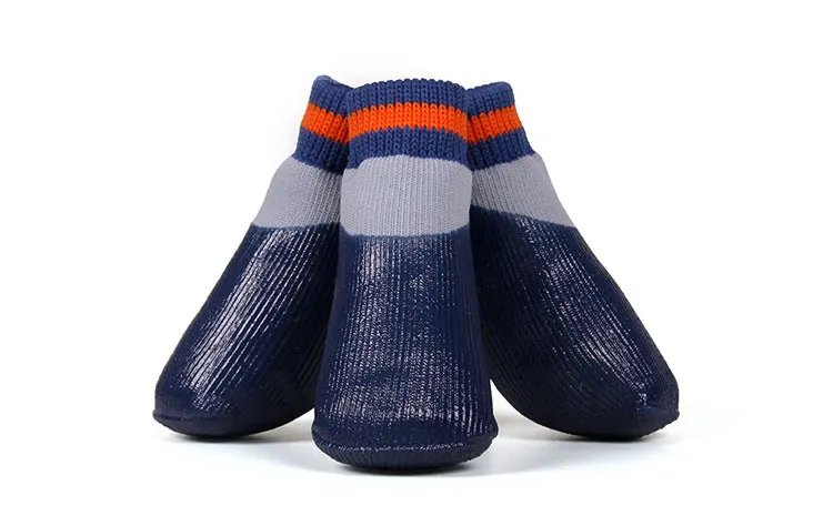 A99 WPS018 4 Pcs Pet Dog Socks Blue 6# Anti Slip Dog Socks - Outdoor Dog Boots Waterproof Dog Shoes Paw Protector Traction Control for Hardwood Floors