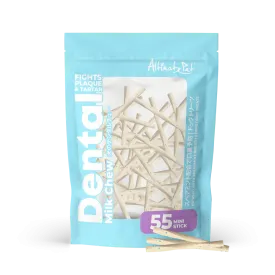 Altimate Pet Dog Dental Chews Infused with Spearmint Breath Strips - Milk Mini Stick 55pcs
