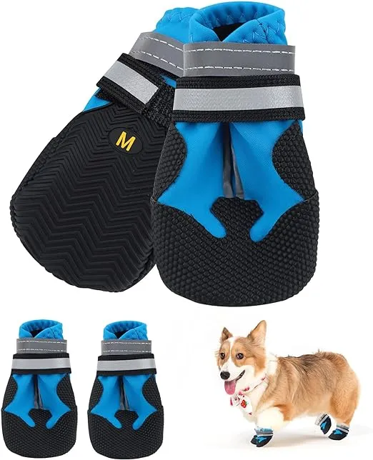 AquaGrip Frenchie Waterproof Shoes Stay Dry and Secure with Reflective Straps and Non-slip Sole