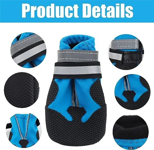 AquaGrip Frenchie Waterproof Shoes Stay Dry and Secure with Reflective Straps and Non-slip Sole