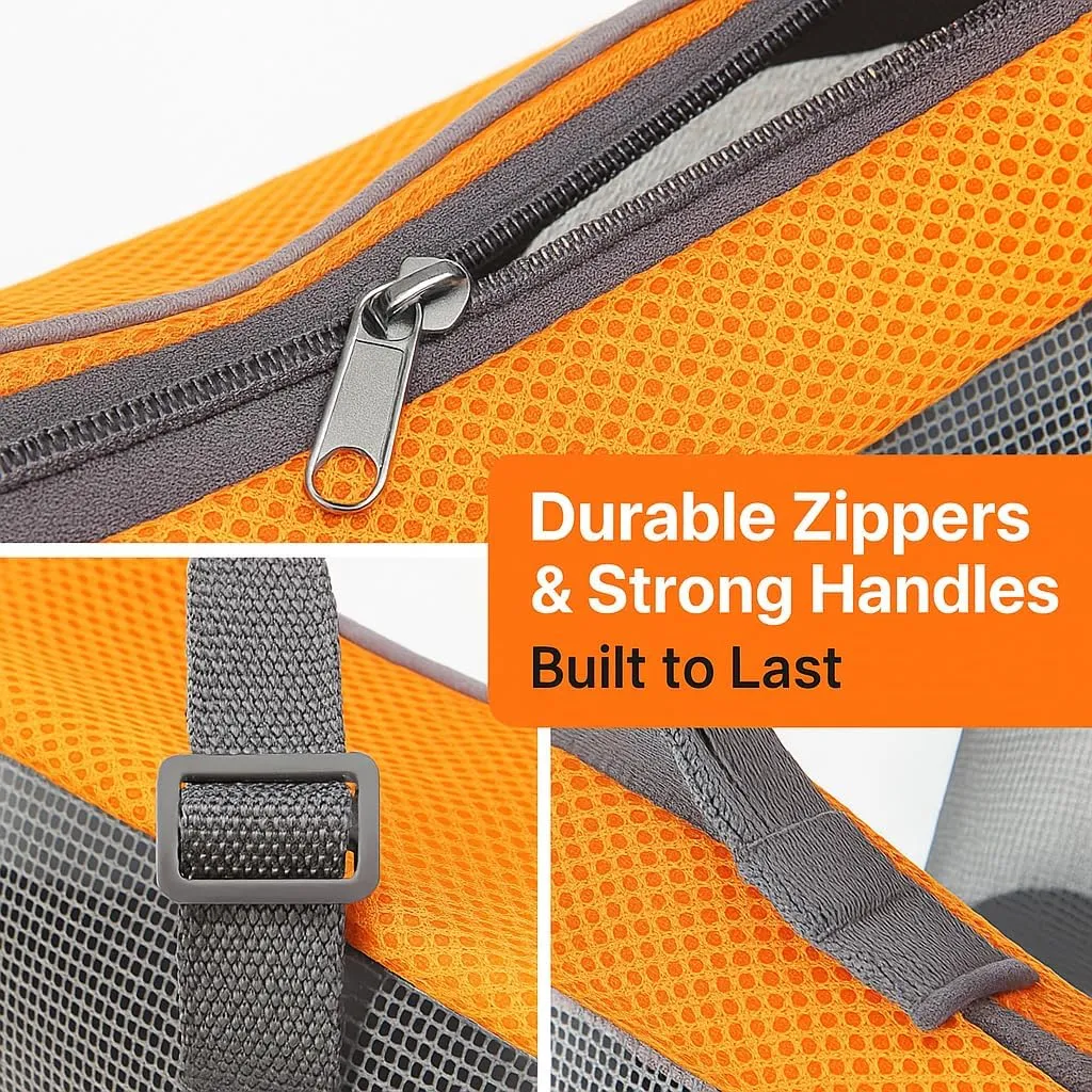 Breathable Pet Carrier Tote for Small Dogs & Cats  Lightweight Mesh Travel Bag with Zipper & Adjustable Straps  Fits Pets Under 17 lbs (0901B logo)