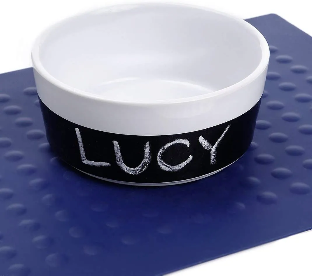 Bubbles Dog Food and Water Placemat, Dark Navy
