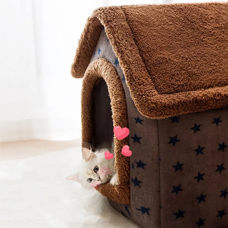 Cat Bed Sleep House Warm Cave Dog Kennel