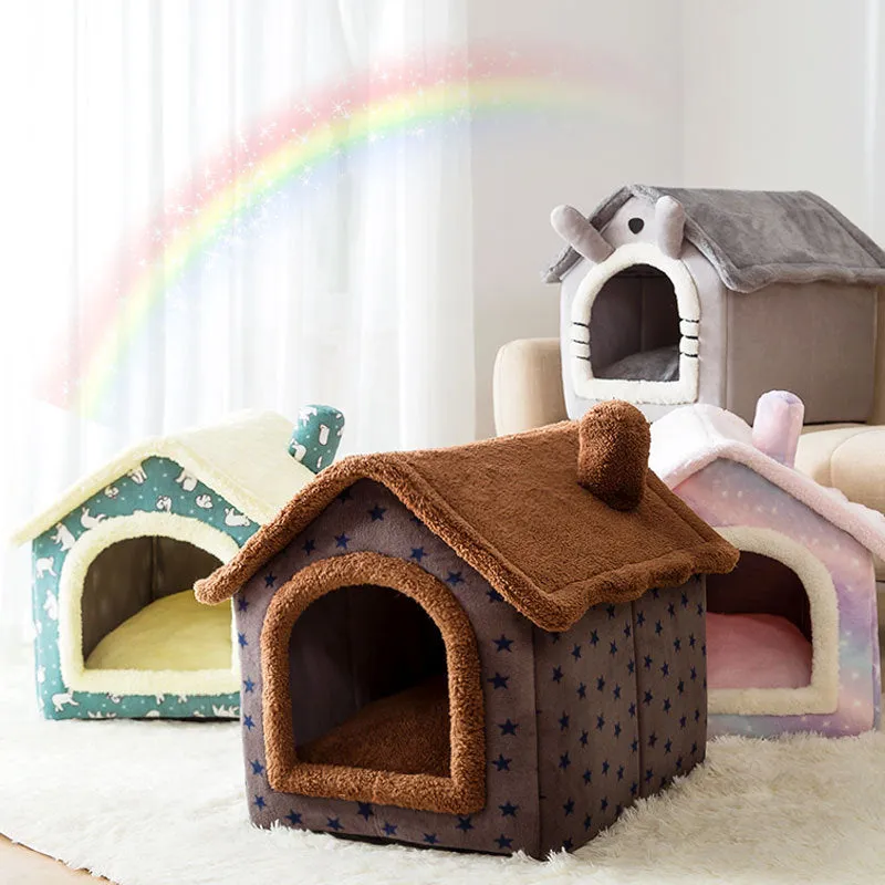 Cat Bed Sleep House Warm Cave Dog Kennel