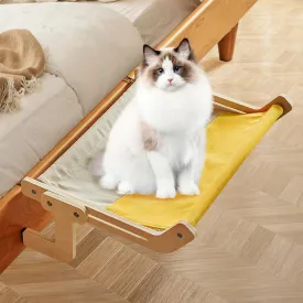 Cat Hammock,Wood Cat Window Perch Yellow Patchwork Cat Window Bed for Windowsill Bedside Drawer