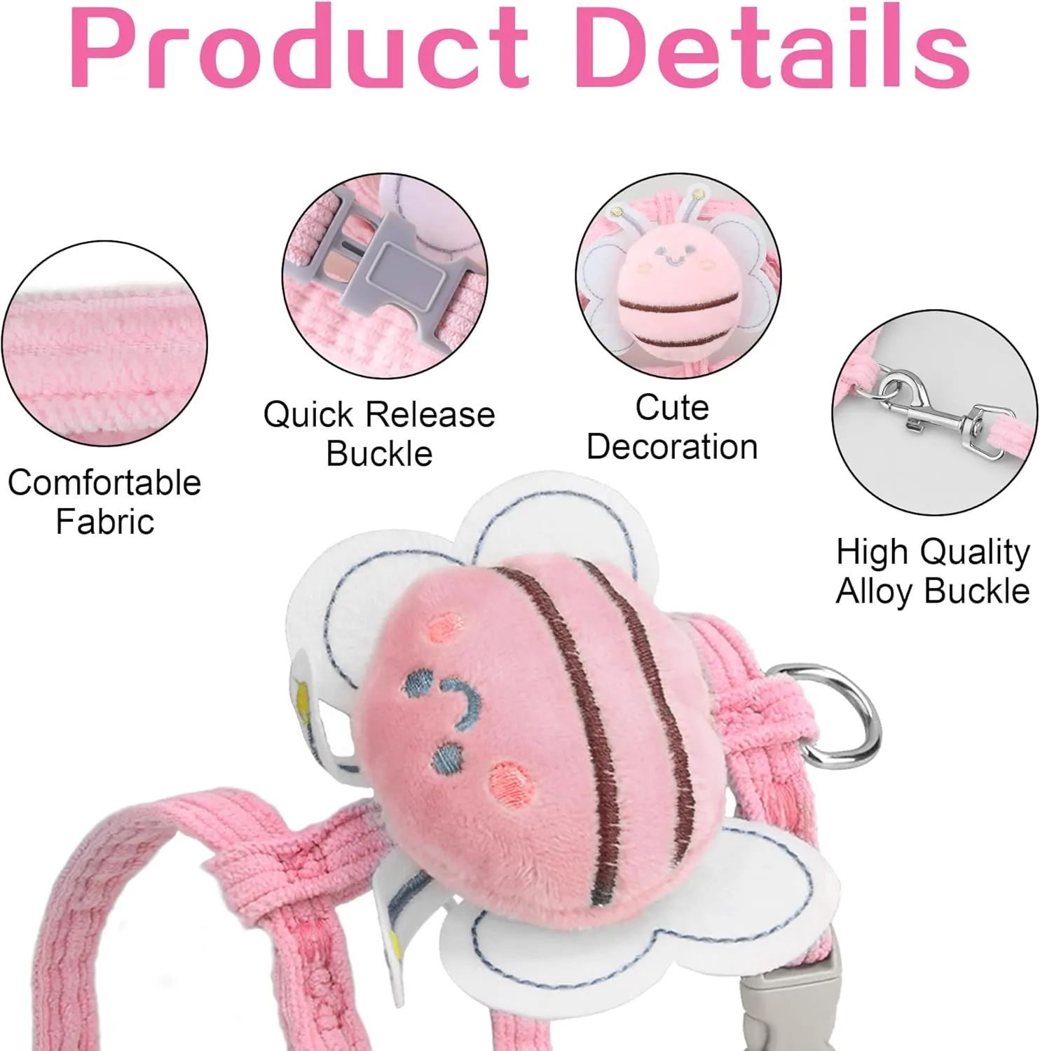 Cat Harness and Leash Set for Walking, Escape Proof Kitten Adjustable Step Vest Harnesses for Small Cats and Dogs Lightweight Easy Control Soft Jacket for Kitten Outdoor Walking Pink