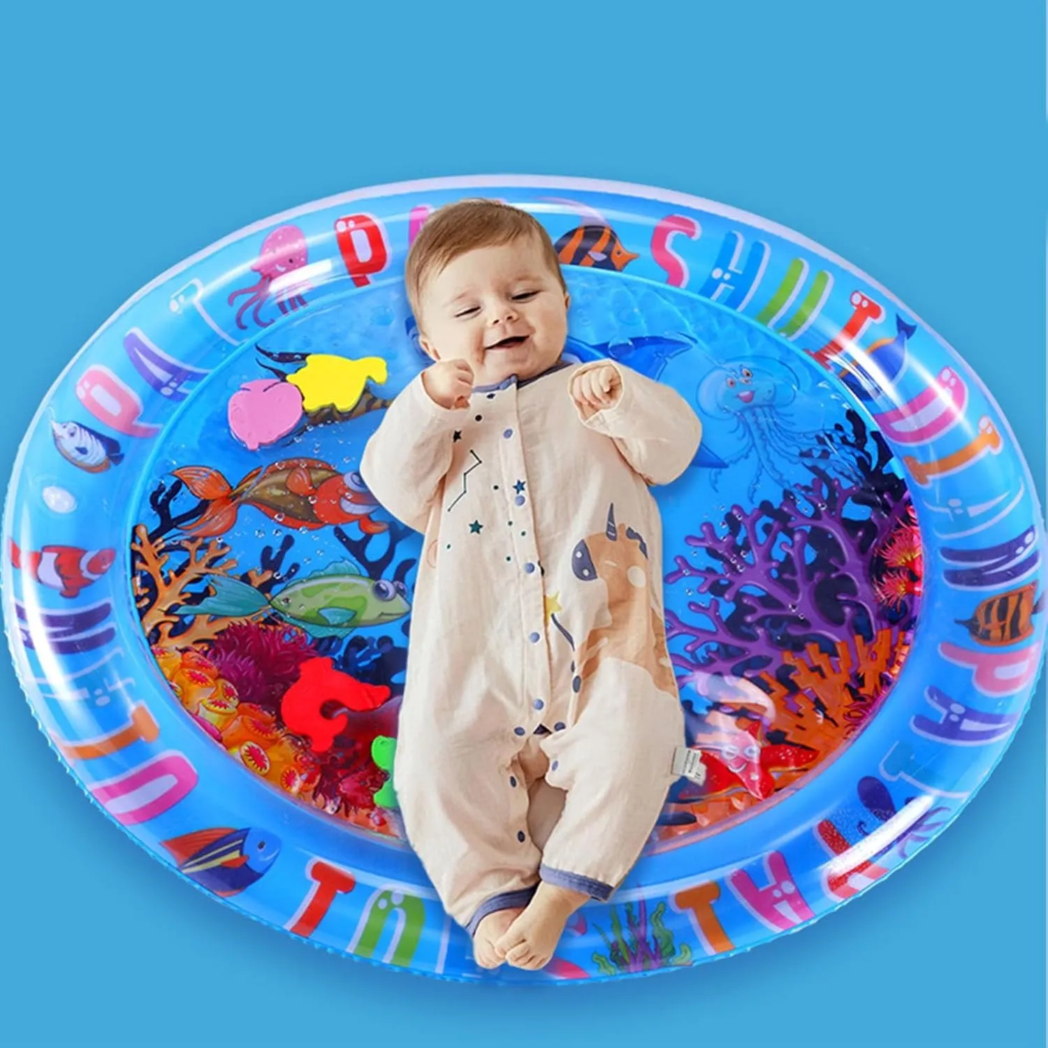 Cat Water Bed Play Mat, Ocean Breeze Splashland Cat Toy, Water Sensory Play Mat for Cats, 25 In/40 in Pet Sleeping Mats for Summer, Anti-Scratch Cat Water Mat with Fish (25 in Shark)