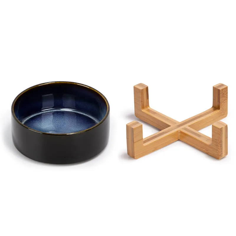 Ceramic Dog Bowl with Starry Sky Glaze