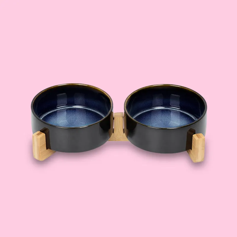 Ceramic Dog Bowl with Starry Sky Glaze