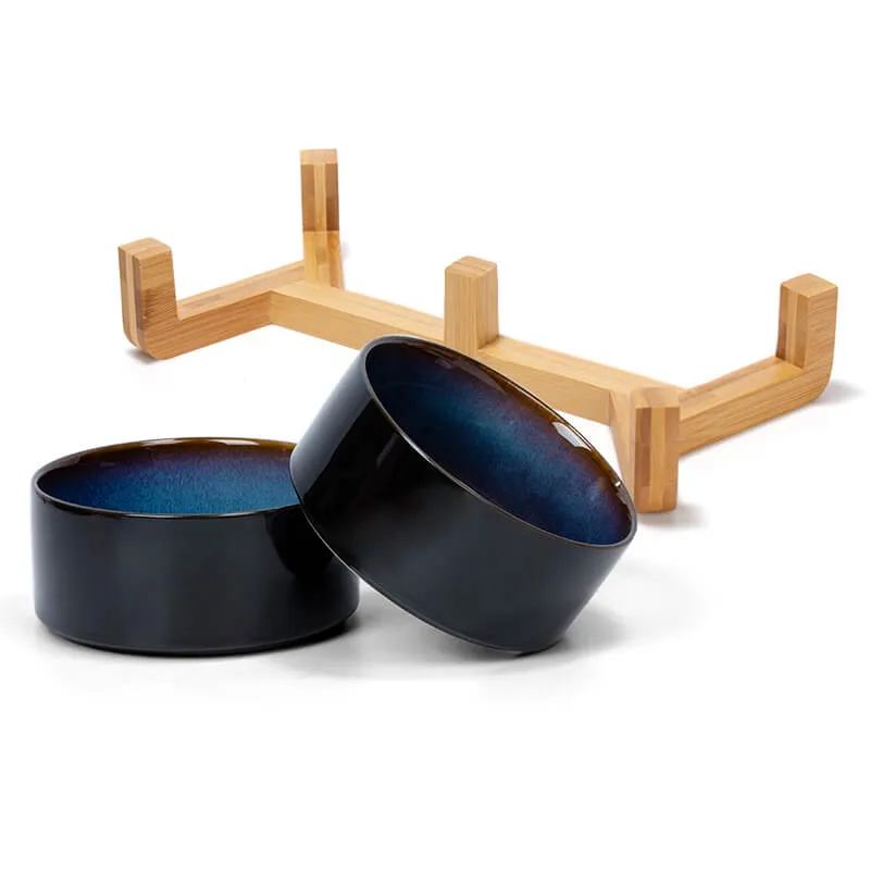 Ceramic Dog Bowl with Starry Sky Glaze