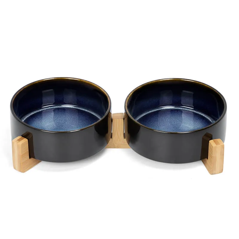 Ceramic Dog Bowl with Starry Sky Glaze