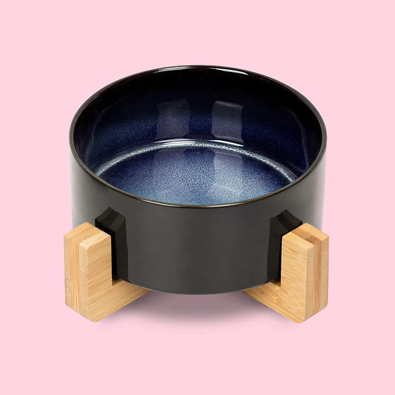 Ceramic Dog Bowl with Starry Sky Glaze