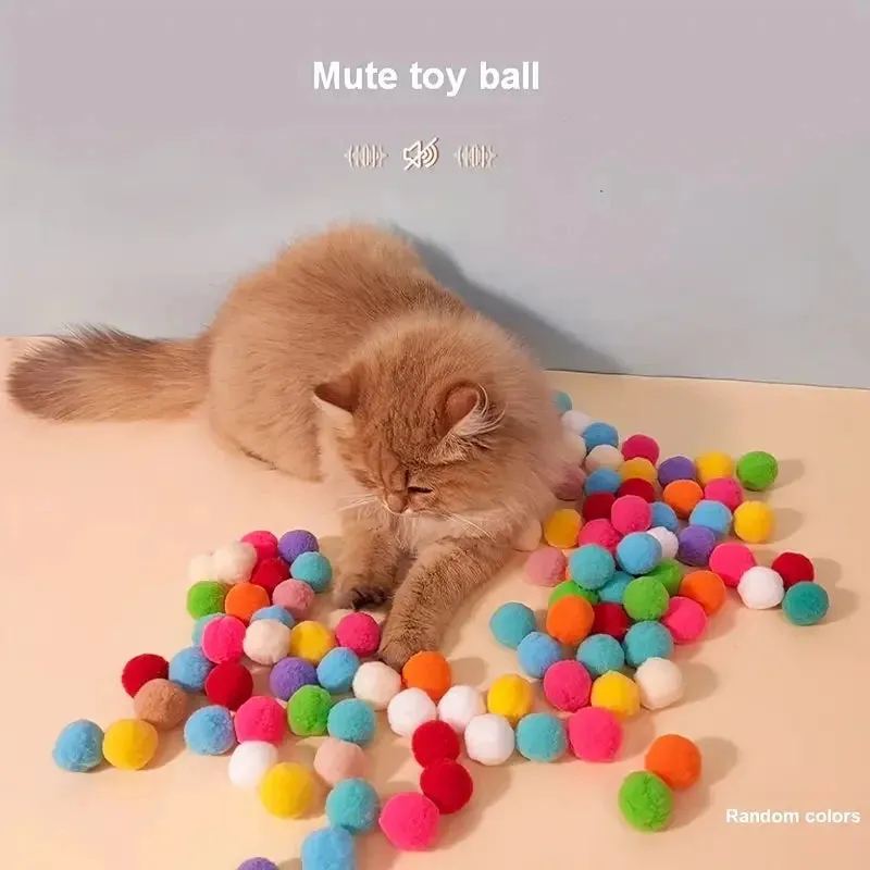 Colorful Cat Pom Pom Balls - Pack of 50/100