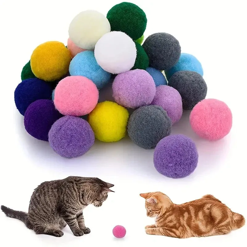 Colorful Cat Pom Pom Balls - Pack of 50/100