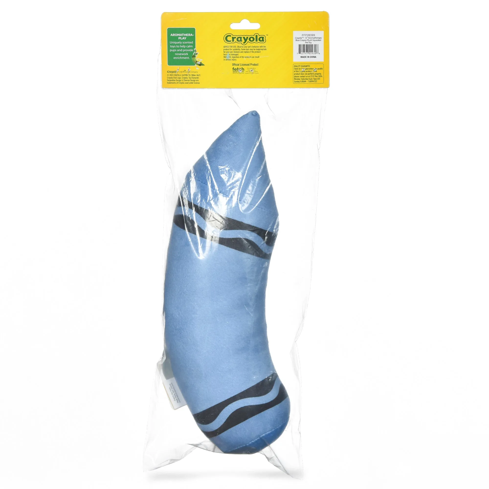 Crayola: 12" Aromatherapy Blue Crayon Plush Squeaker Pet Toy
