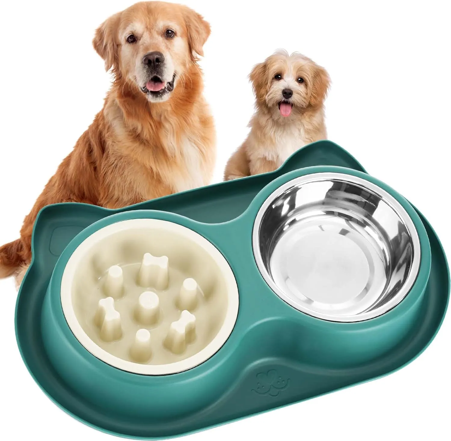 Dog Slow Feeder Dog Water and Food Bowls Stainless Steel Bowls Non Slip Anti Skid Pet Puppys and Kitties Dishes for Small Medium
