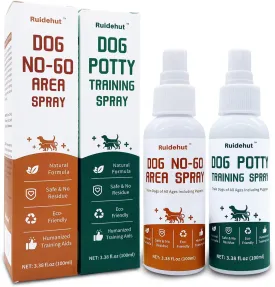 Dog Training Spray Set, No-Go Area & Potty Training Spray, New Formula - Mimics The Scent of Grass, Encourages Proper Dog Pee Here Habits, 3.38 fl.oz