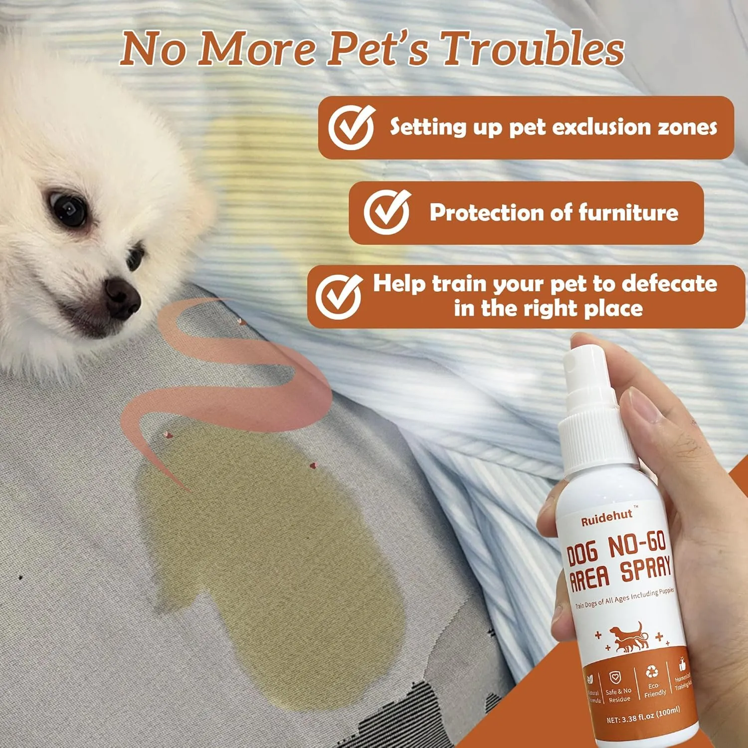 Dog Training Spray Set, No-Go Area & Potty Training Spray, New Formula - Mimics The Scent of Grass, Encourages Proper Dog Pee Here Habits, 3.38 fl.oz