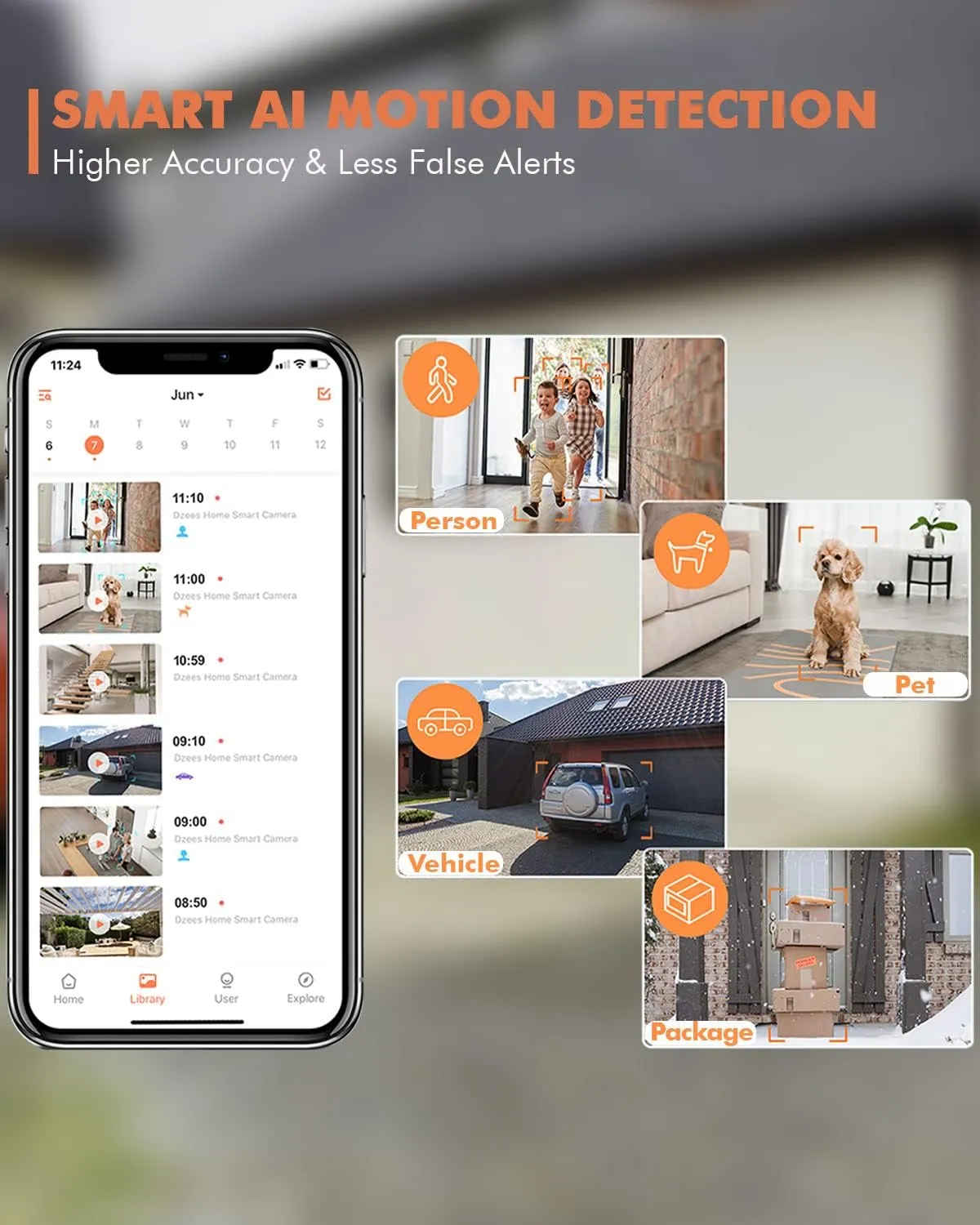 Dzees Security Camera Outdoor Wireless - Upgrade 2K 3MP Battery Powered WiFi Outdoor Camera Wireless, Spotlight, Siren, AI Dectection, Color Night Vision, IP66 Waterproof Cloud/SD-Black
