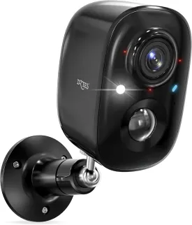 Dzees Security Camera Outdoor Wireless - Upgrade 2K 3MP Battery Powered WiFi Outdoor Camera Wireless, Spotlight, Siren, AI Dectection, Color Night Vision, IP66 Waterproof Cloud/SD-Black