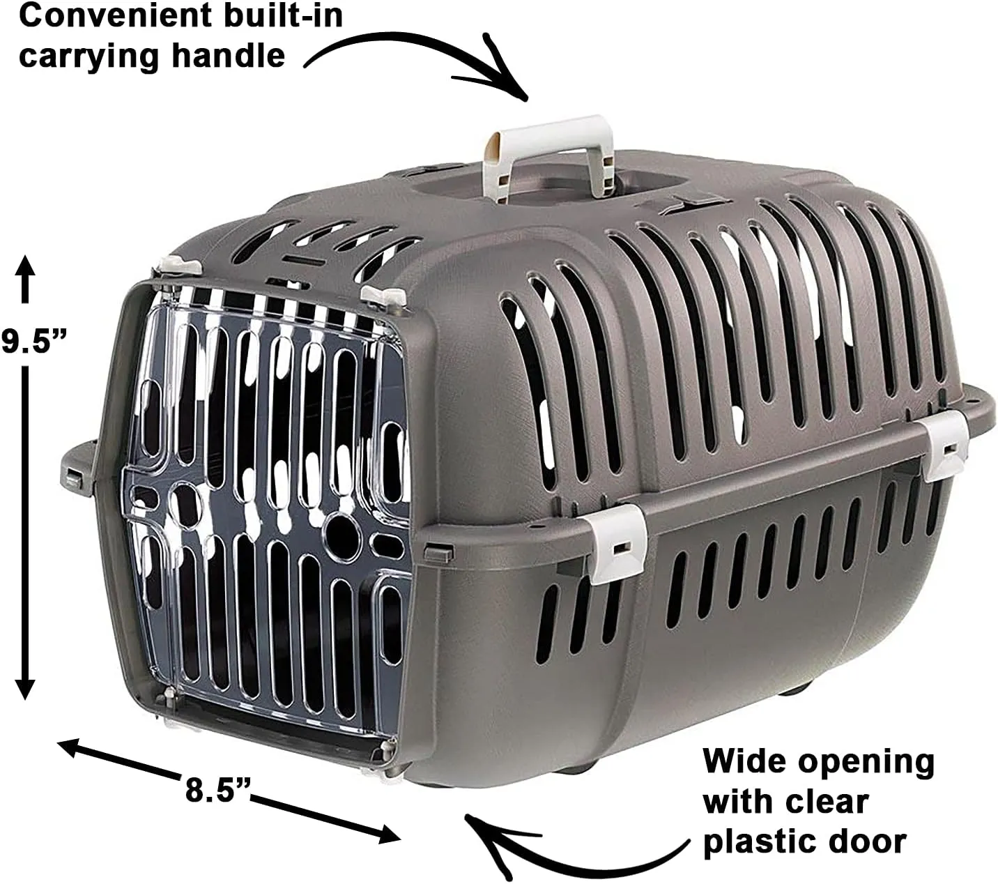 Ferplast Jet Pet Carrier: Value Dog Carrier Suitable for Toy Dog Breeds & Small Cats, Assembled Dimensions are 18.51L x 12.6W x 11.42H inches, Gray