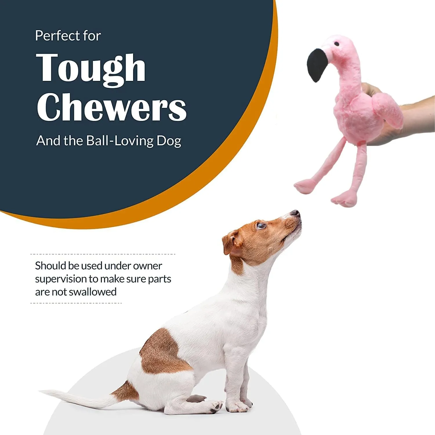 Flourish Pets 3 in 1 Multi-Layer Chew Toy for Active Dogs | Non-Toxic BPA Free Double Stitched Soft Fabric Exterior Dog Toys | Long-Lasting Dog Plush Toys Small Flamingo 13.5"