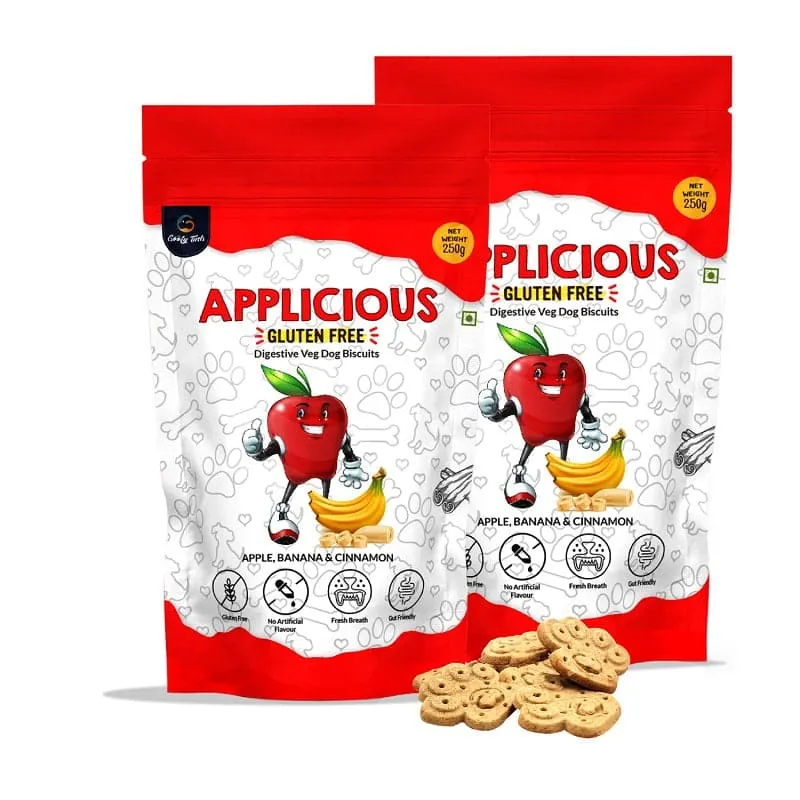Goofy Tails Applicious Apple and Banana Gluten Free Veg Biscuits for Dogs and Puppies