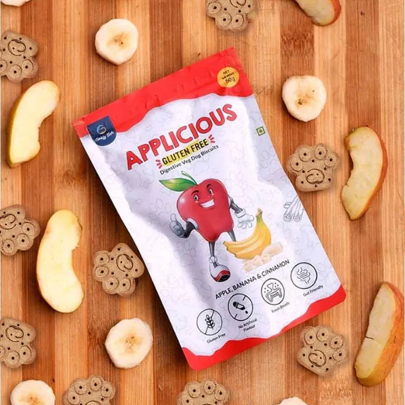 Goofy Tails Applicious Apple and Banana Gluten Free Veg Biscuits for Dogs and Puppies