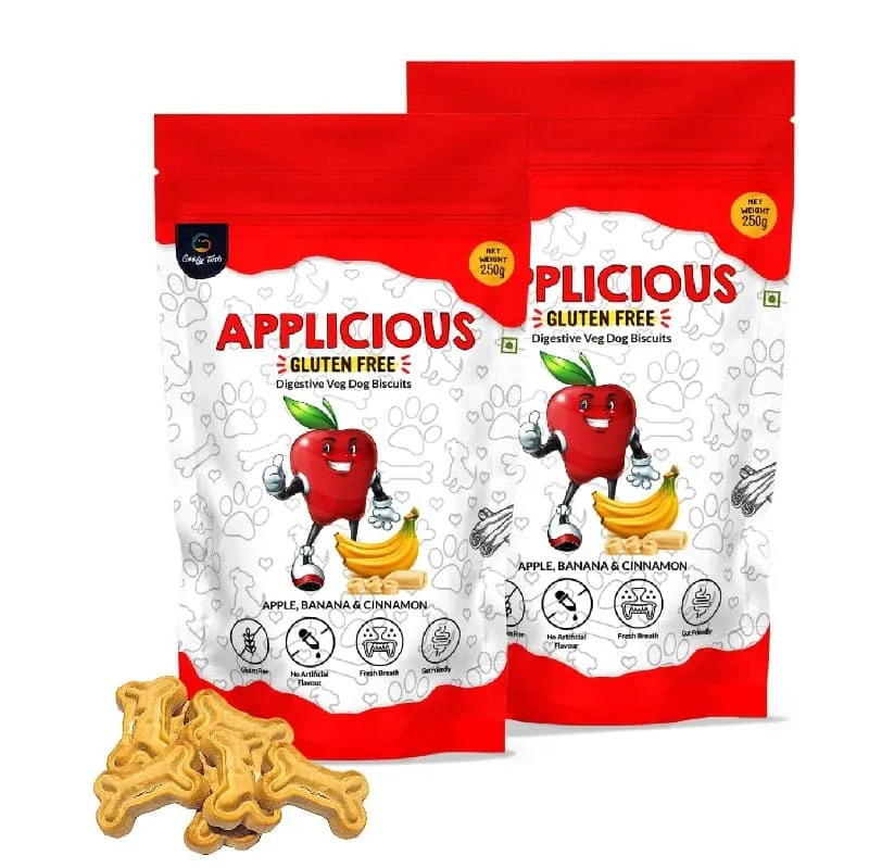 Goofy Tails Applicious Apple and Banana Gluten Free Veg Biscuits for Dogs and Puppies