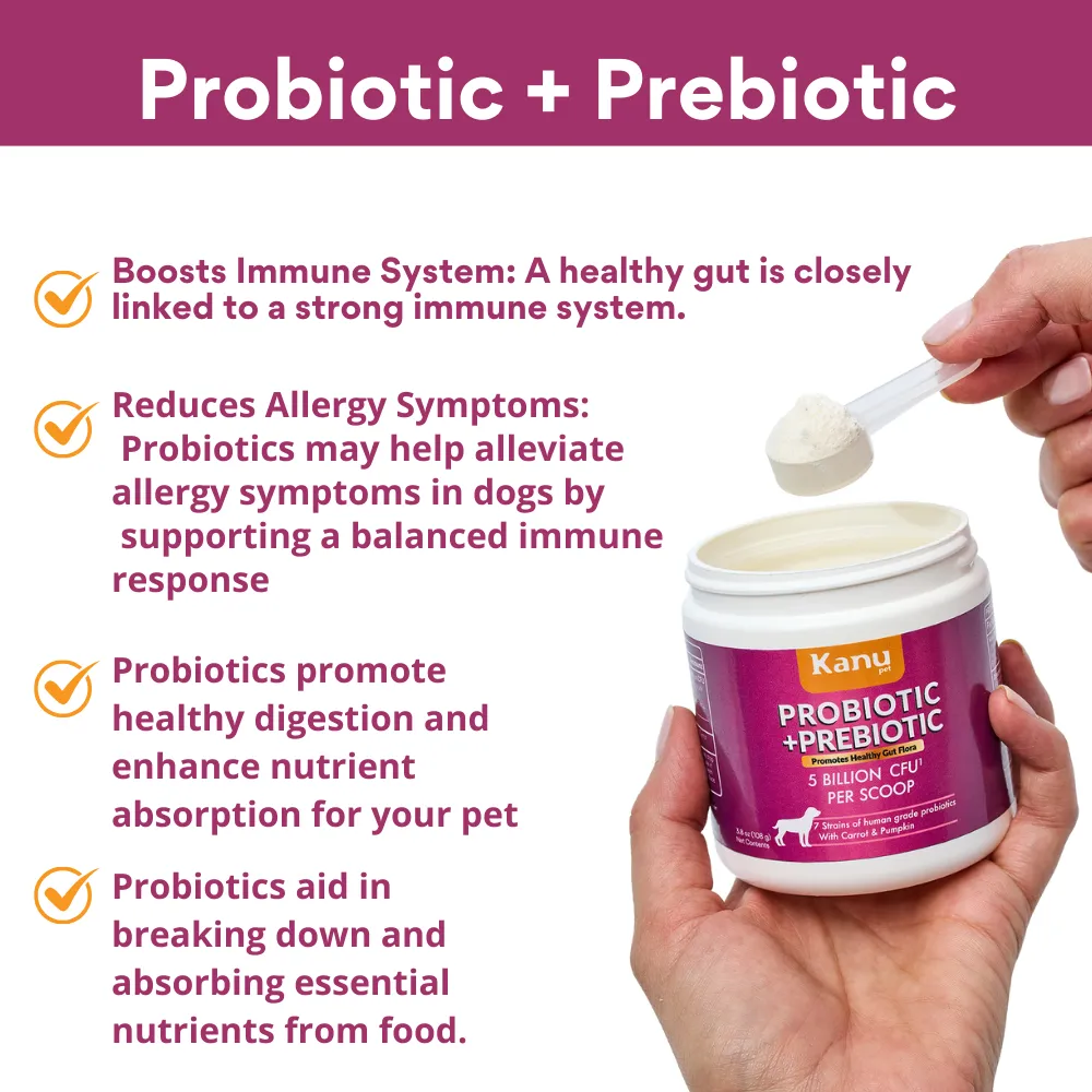 Kanu Pet Probiotic   Prebiotic Powder Digestive Supplement for Dogs and Cats