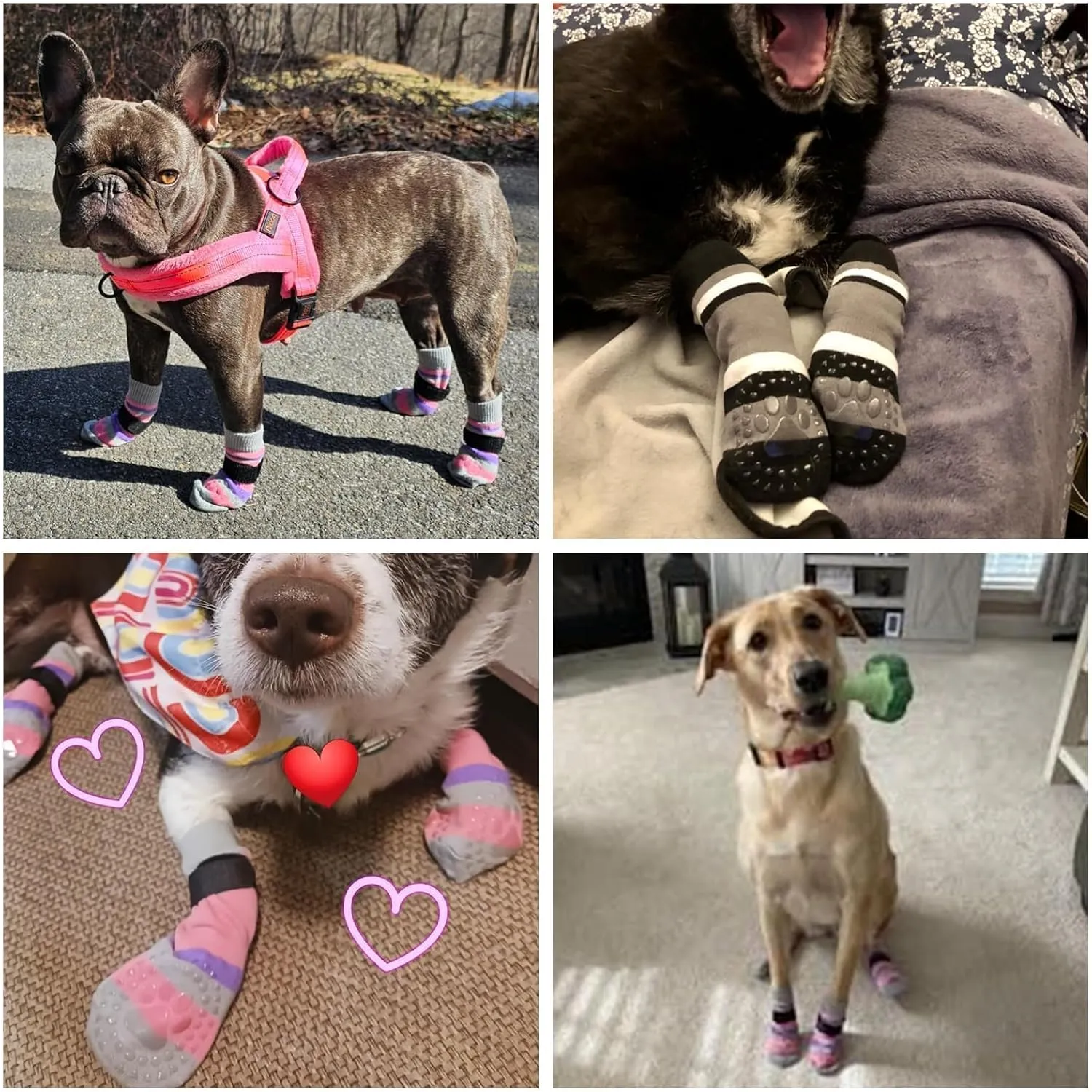 KOOLTAIL Anti Slip Dog Socks for Hot Pavement, 3 Pairs Dog Boots & Paw Protectors to Prevent Licking Paws with Grippers, Double Sides Booties Shoes for Hardwood Floors Small Medium Large Senior Dogs