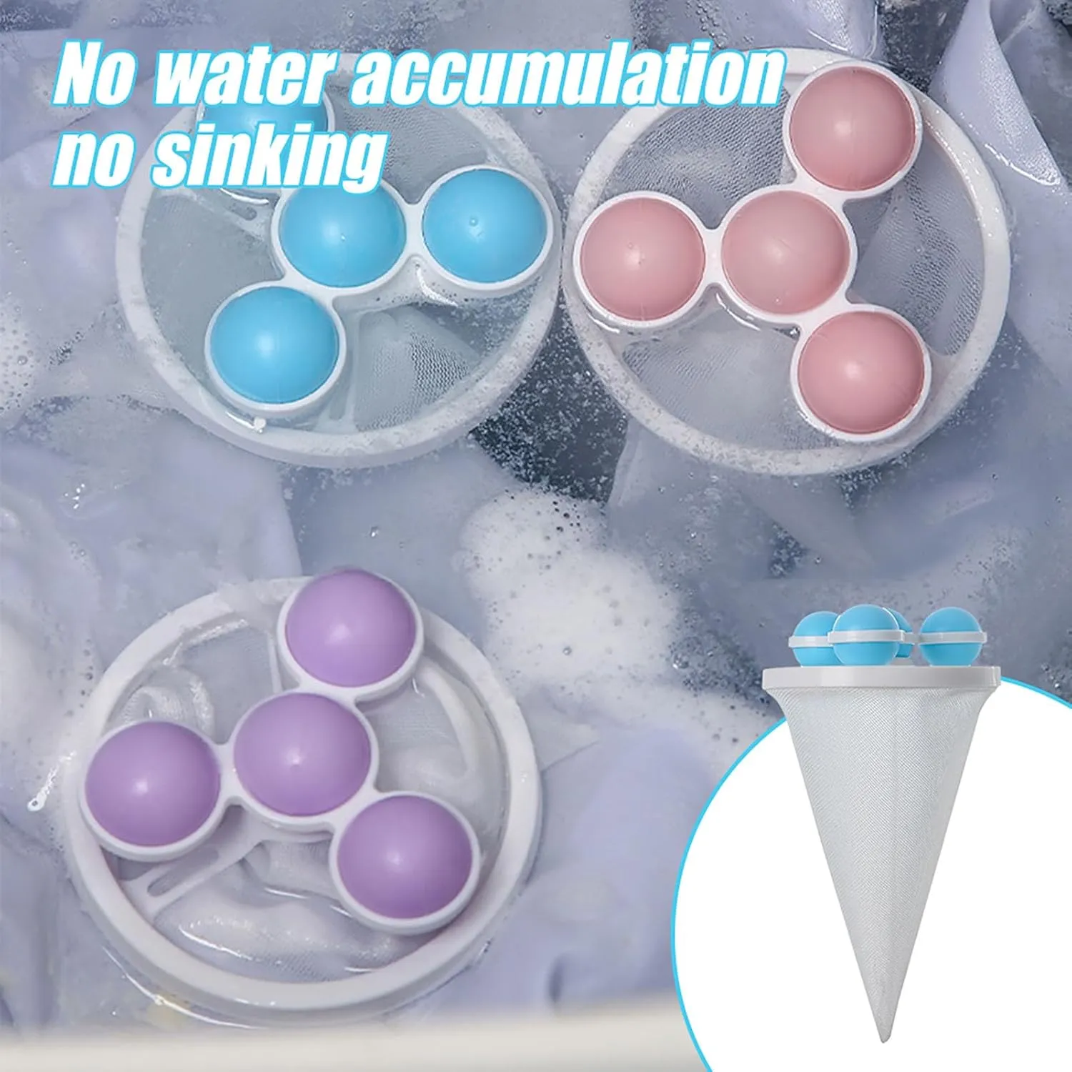 Laundry Hair Catcher, 2025 New Floating Hair Filtering Mesh Removal Pet Hair Remover for Laundry Reusable Washer Hair Catcher Hair Filter Bag Lint Catcher for Washing Machine (Pink, 3pcs)