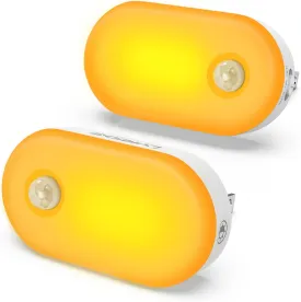 Lyridz Amber Night Light with Motion Sensor, Plug in LED Nightlights, 120LM Stepless Adjustable Brightness Ideal for Bathroom, Hallway, Stairs, Kids' Room, Nursery, Pet House, 2 Pack