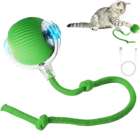 Marchul Interactive Cat Toys Ball, Automatic Moving Cat Toy for Bored Indoor Cats, Active Rolling Ball for Dogs, 360 Smart Cat Ball Toy Ball Fast Rolling on Carpet (Green)
