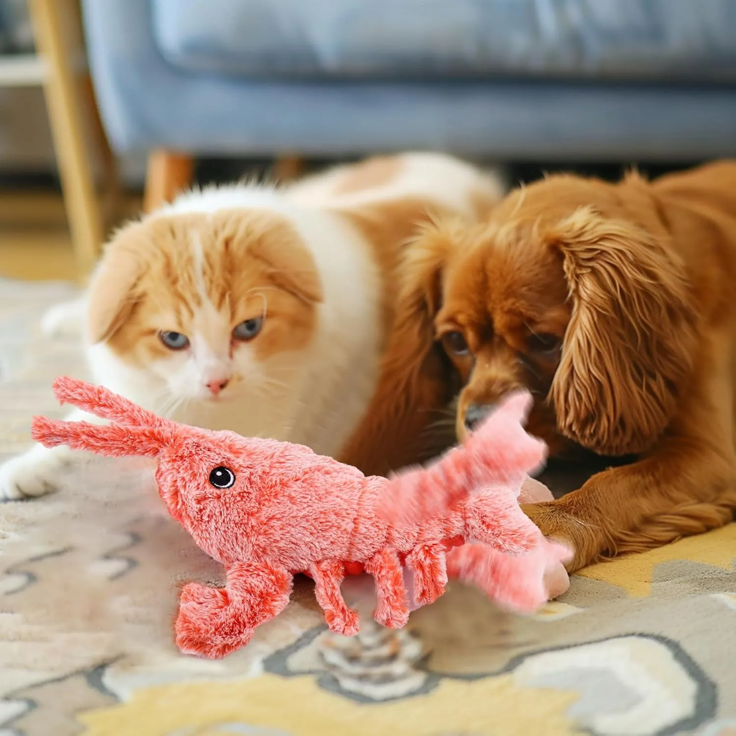 Mity rain Interactive Dog Toys - Wiggly Lobster for Small Medium Large Dogs, Moving Pet Toy to Keep Them Busy for Boredom, Floppy Smart Motion Activate Enrichment, Rechargeable