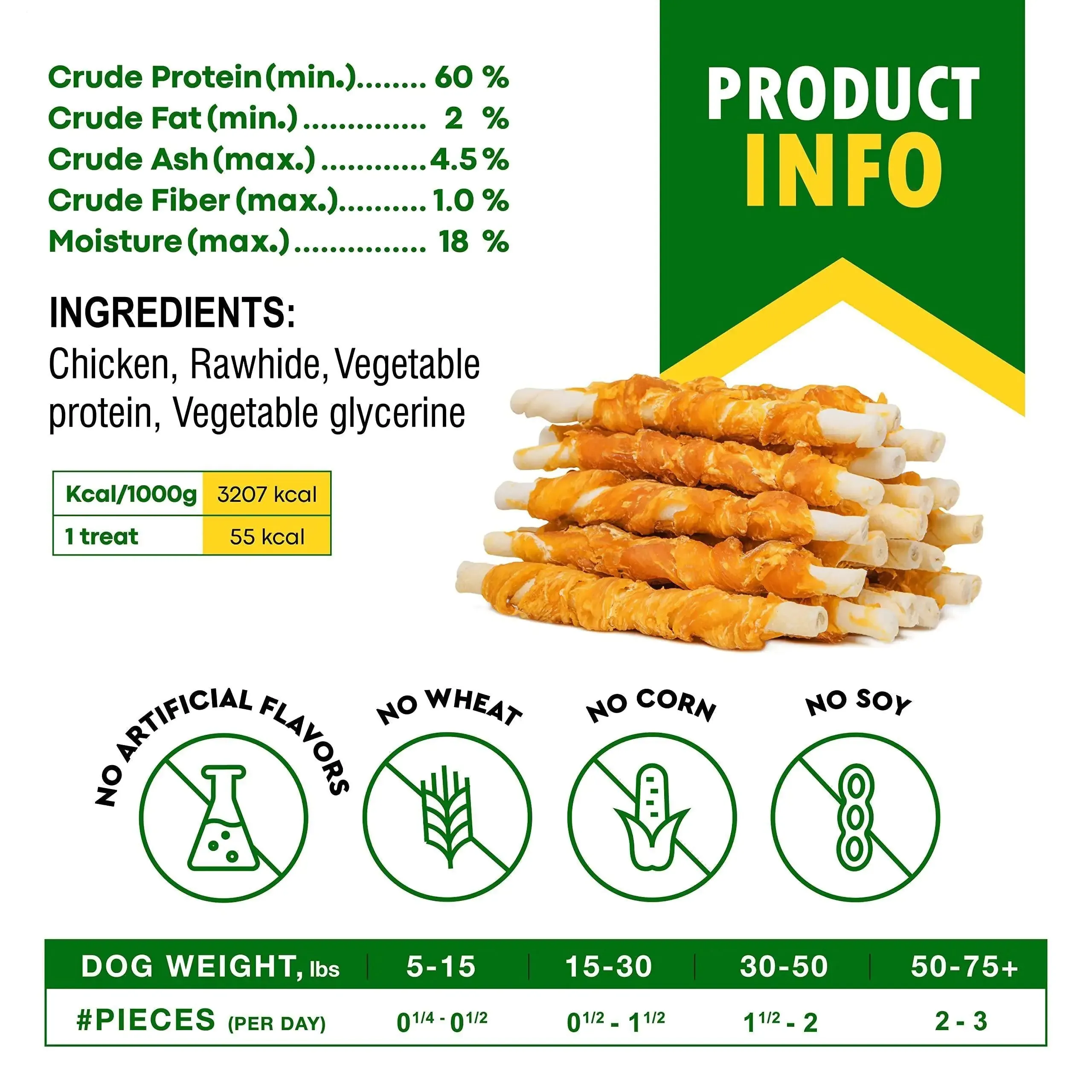 Natural Chicken-Wrapped Rawhide Sticks