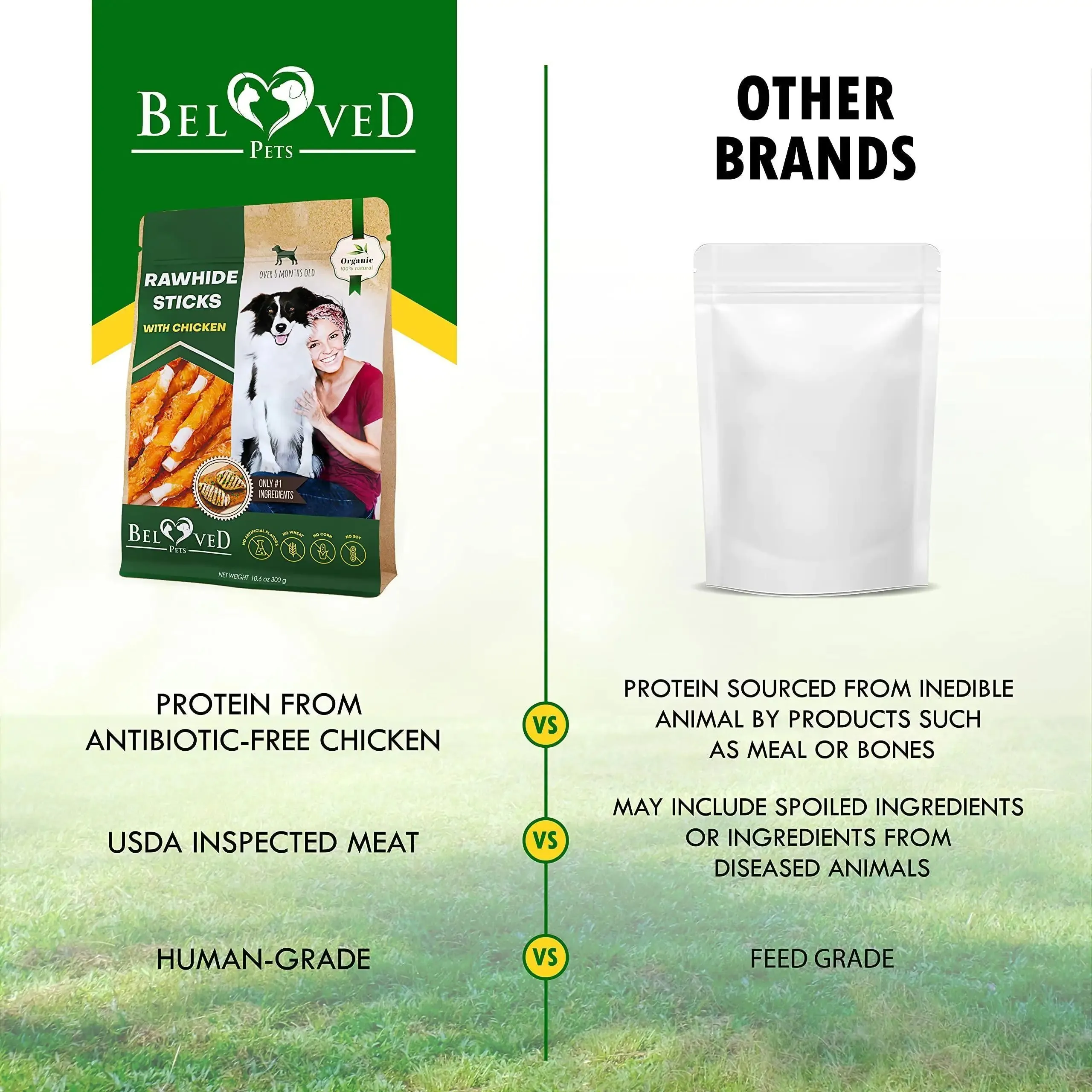 Natural Chicken-Wrapped Rawhide Sticks