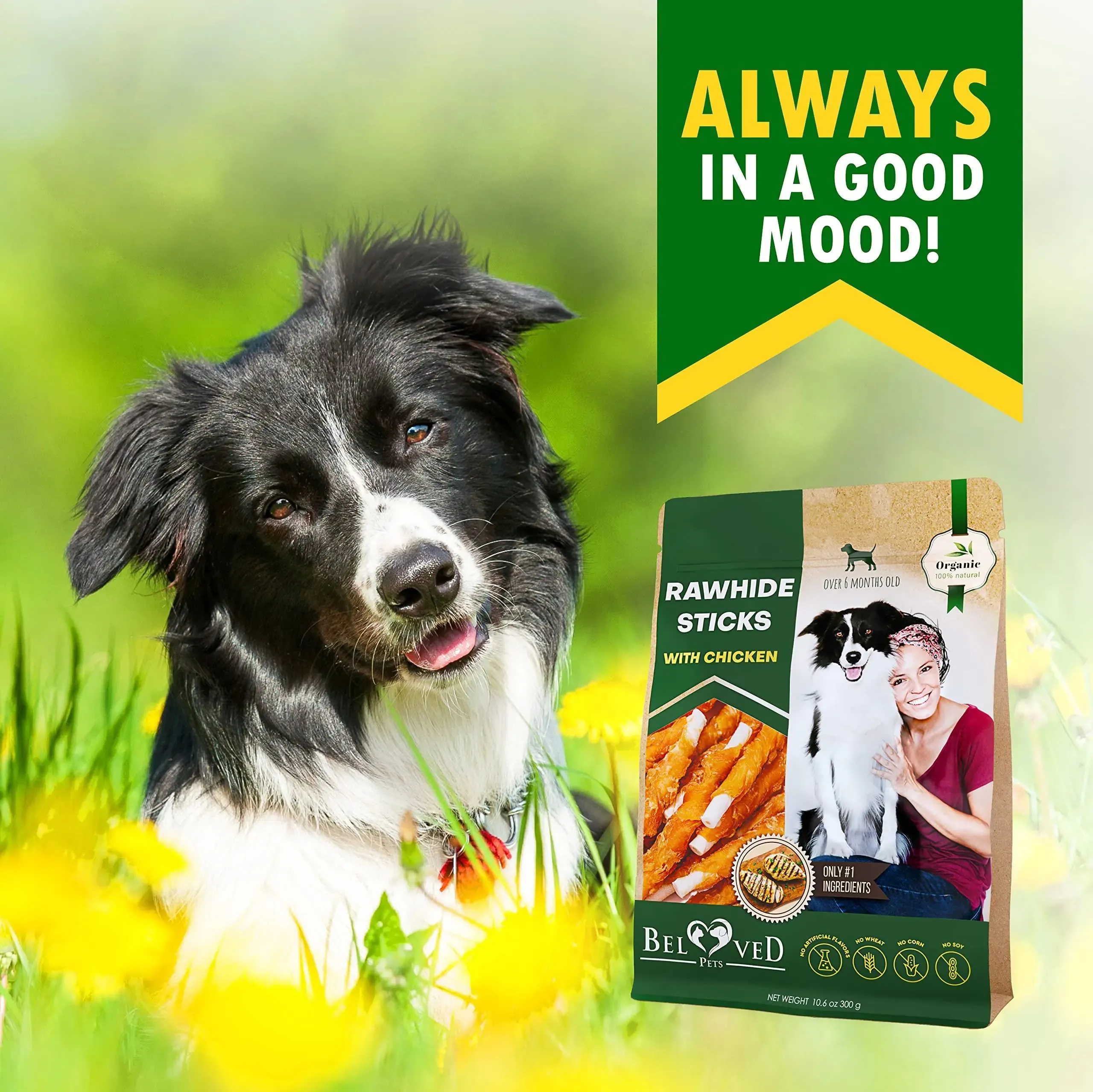 Natural Chicken-Wrapped Rawhide Sticks