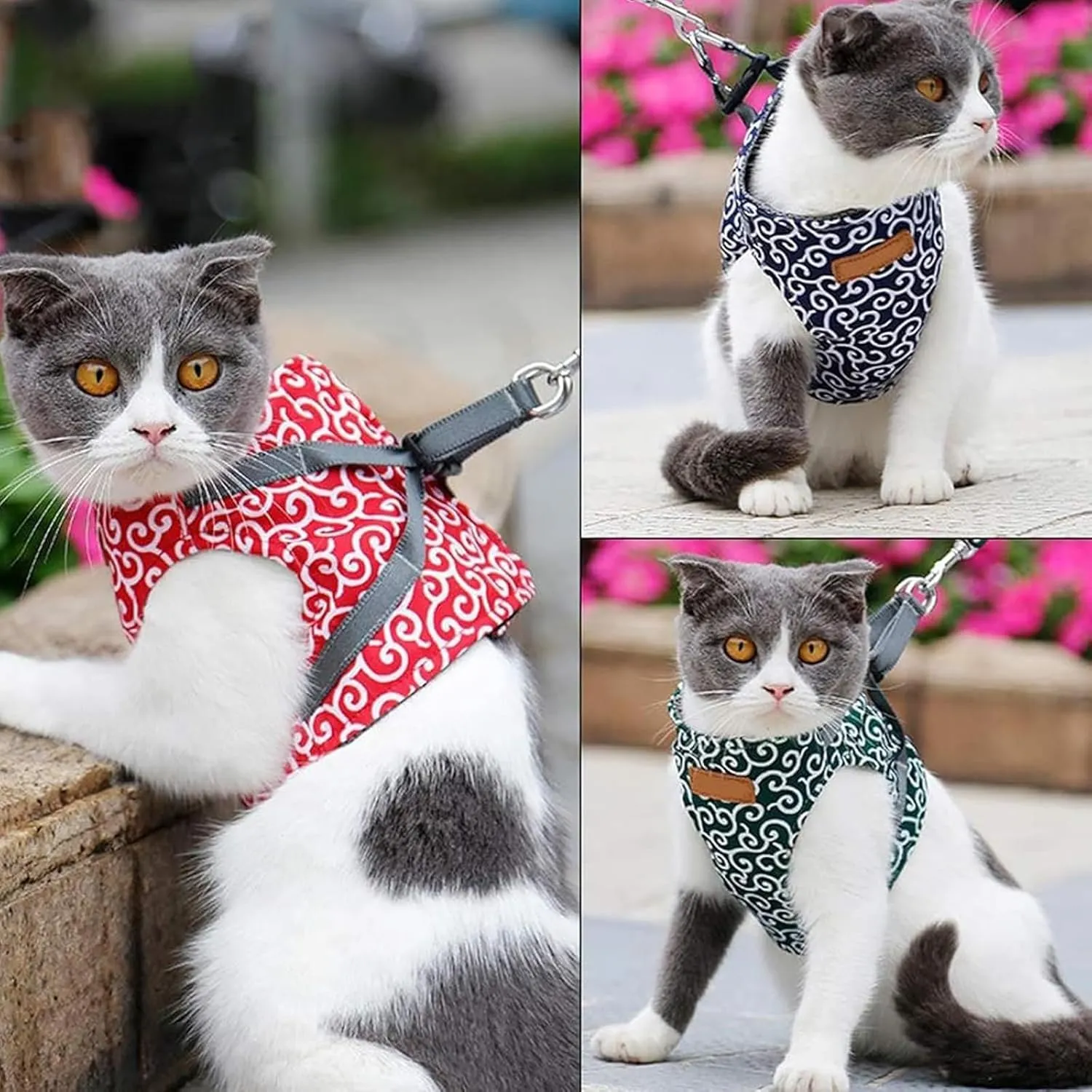 Niowatchted - Cat Dogs Vest Harness and Leash Anti-Break Away Chest Strap Cat Clothes, Breathable Cats Harness Set, Escape Proof Soft Adjustable Vest Harnesses for Cats Walking (Purple, XL)