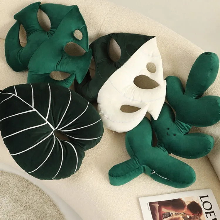 Nordic Leaf Cushion | Green Monstera Albo Leaf