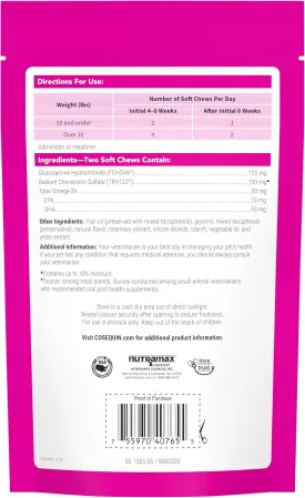 Nutramax Cosequin Joint Health Supplement for Cats - with Glucosamine, Chondroitin, and Omega-3, 60 Soft Chews (Pack of 2)
