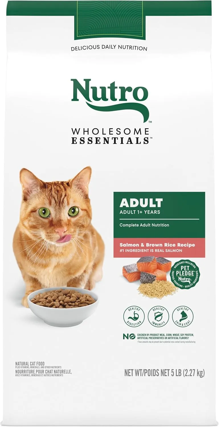 Nutro Wholesome Essentials Adult Dry Cat Food, Salmon & Brown Rice Recipe, 5 lb. Bag