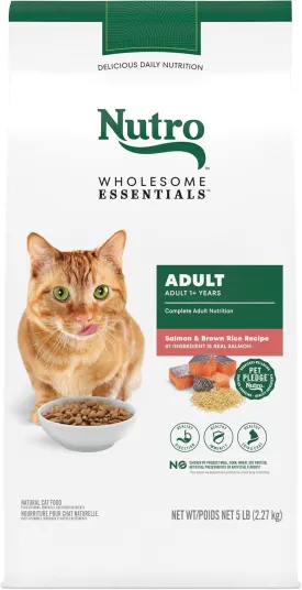 Nutro Wholesome Essentials Adult Dry Cat Food, Salmon & Brown Rice Recipe, 5 lb. Bag