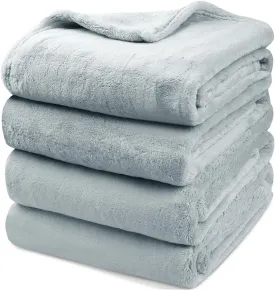 Onarway Dog Blanket Washable for Puppy: 4 Packs Dog Blankets 40x28 - Fluffy Soft Small Throw for Cat Puppy Kitten Dogs - Fleece Pet Blankets for Bed Sofa Car and Indoor - Light Grey